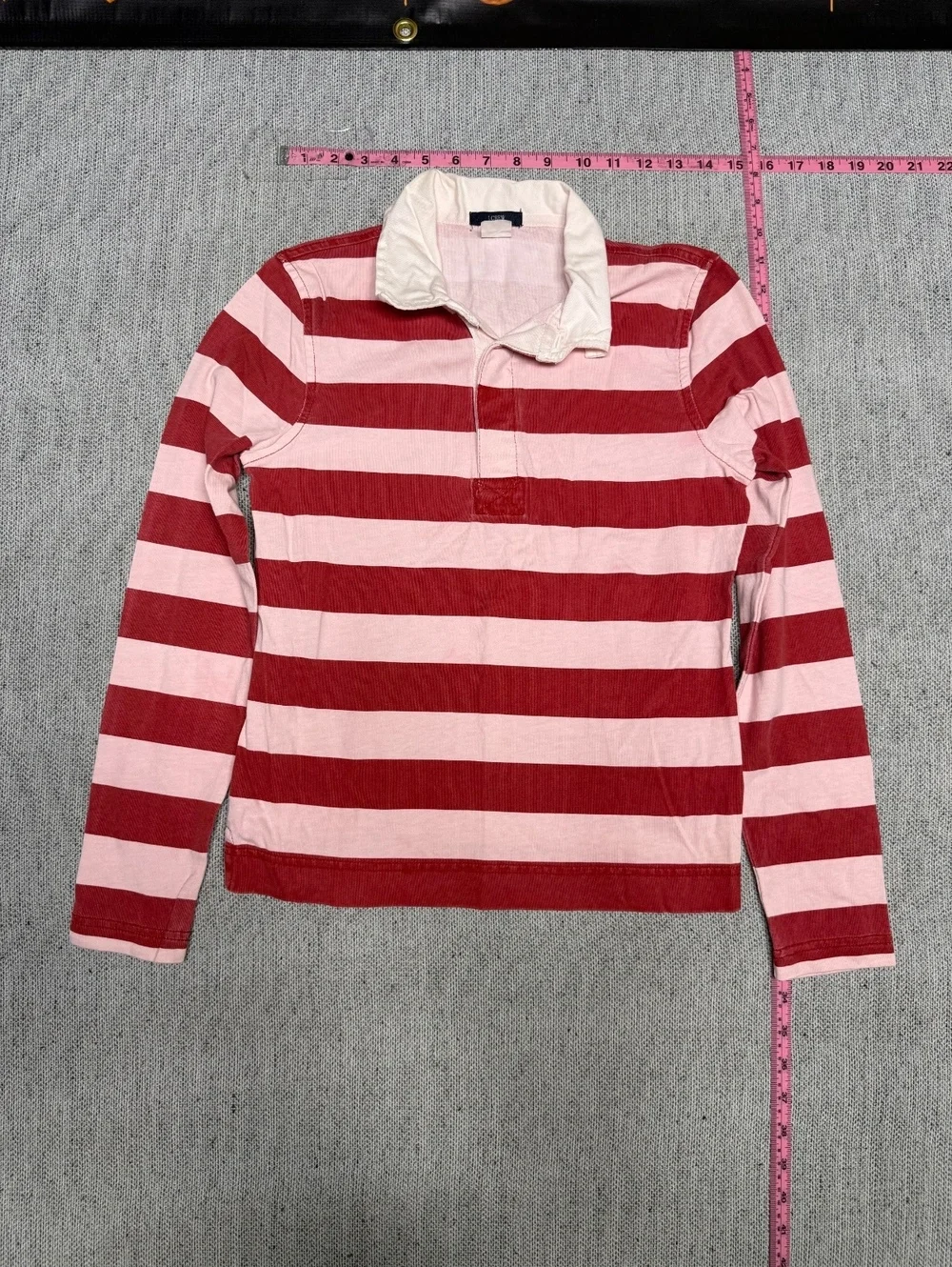 J.Crew Women's Striped Rugby Shirt Size S Red and Pink Small